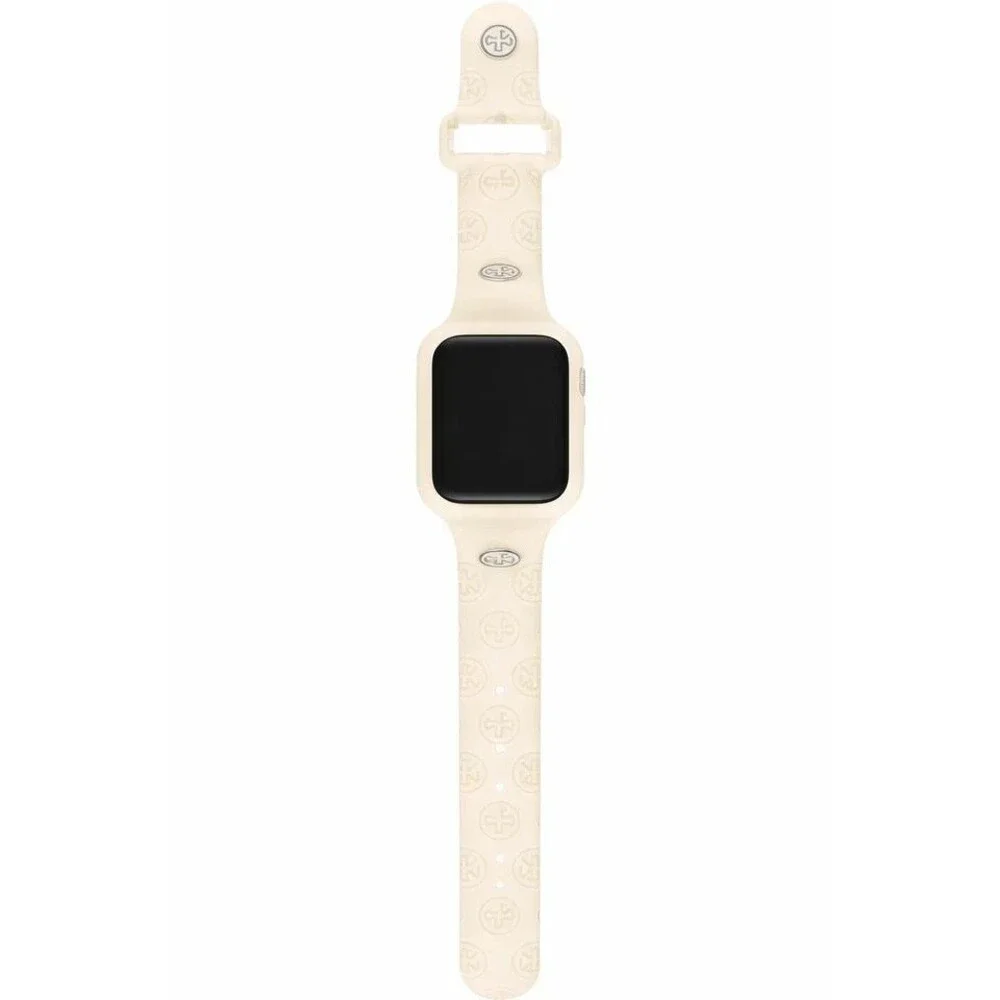 Tory Burch Ivory Silicone Apple Watch Band 41mm for Series 7 8 9